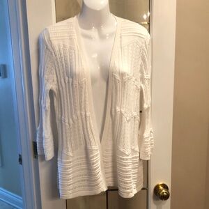 Cyrus White Open-Front Cardigan